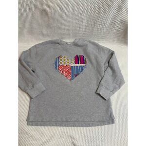 BP. Heather Grey Patchwork Heart  Oversized XXS Crewneck Long Sleeve Pullover